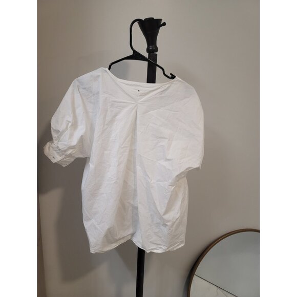 Cuyana Alpaca Boat Neck High Low Top White Boxy Oversized Cap Sleeve Small - Picture 6 of 8